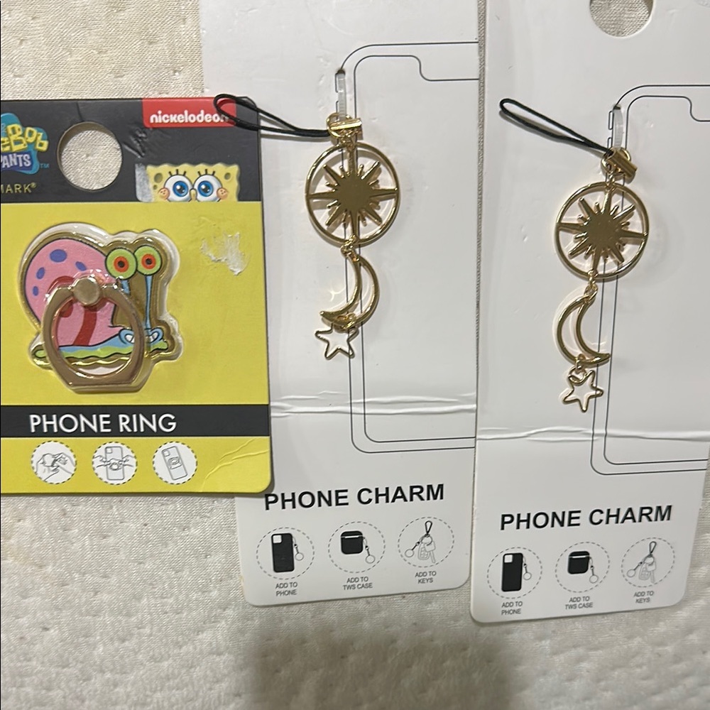 Kids Nickelodeon Gold Phone Ring and Charm Set